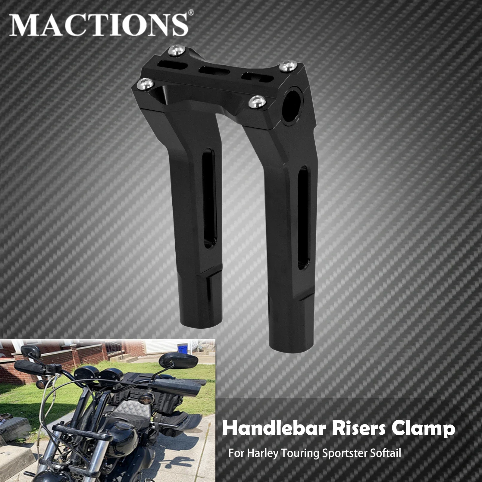 

Motorcycle 10'' Handlebar Risers Clamp For Harley Sportster XL883 1200 Touring Street Road Glide Road King Dyna Softail Fatboy