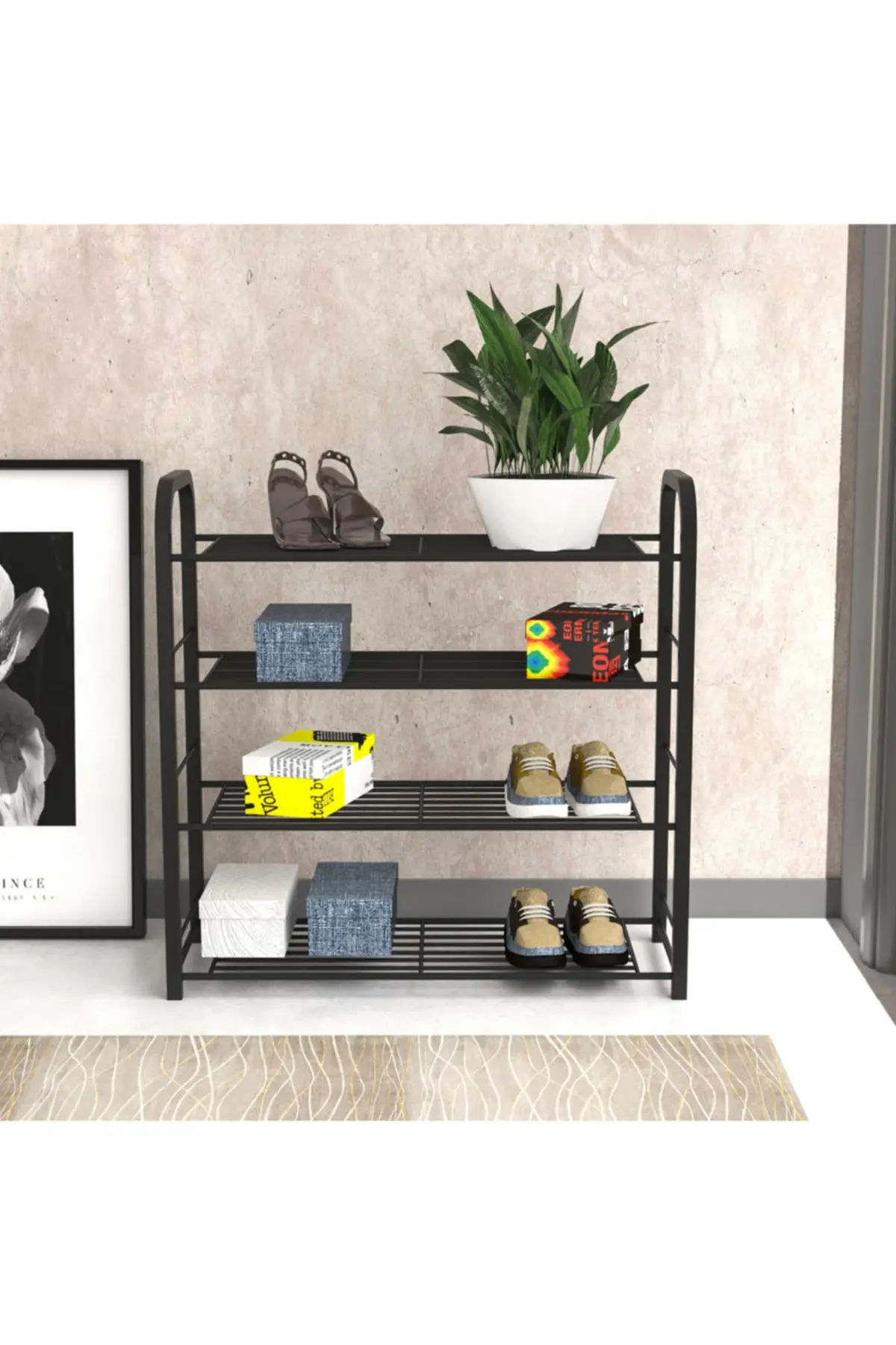 Solid Shoe Rack With Wooden Bars 4 Compartments Black Simple Shoe Rack Living Room Saving Shoe Organizer Stand Holder
Solid Shoe Rack With Wooden Bars 4 Compartments Black Simple Shoe Rack Living Room Saving Shoe Organizer Stand Holder