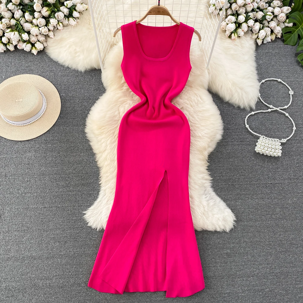 Chic Solid Knit Elastic Bodycon Split Dress Sexy Vintage Fashion Beach Vacation Sundress Women Casual Slim Pencil Vestidos
Chic Solid Knit Elastic Bodycon Split Dress Sexy Vintage Fashion Beach Vacation Sundress Women Casual Slim Pencil Vestidos