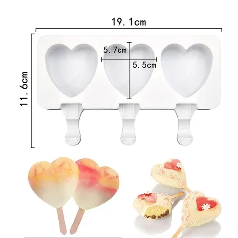 

3/4 Ice Cream Mold Heart Shape Silicone Molds Ice Cube Tray Chocolate Popsicle Molds DIY Homemade Tools Reusable Molds Ice Tray