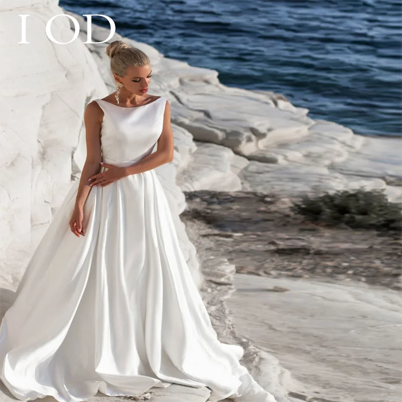 I OD Satin Elegant Mermaid Wedding Dress O Neck Sleeveless Backless Big Bow Belt Pocket Court Train Vestidos De Novia
I OD Satin Elegant Mermaid Wedding Dress O Neck Sleeveless Backless Big Bow Belt Pocket Court Train Vestidos De Novia