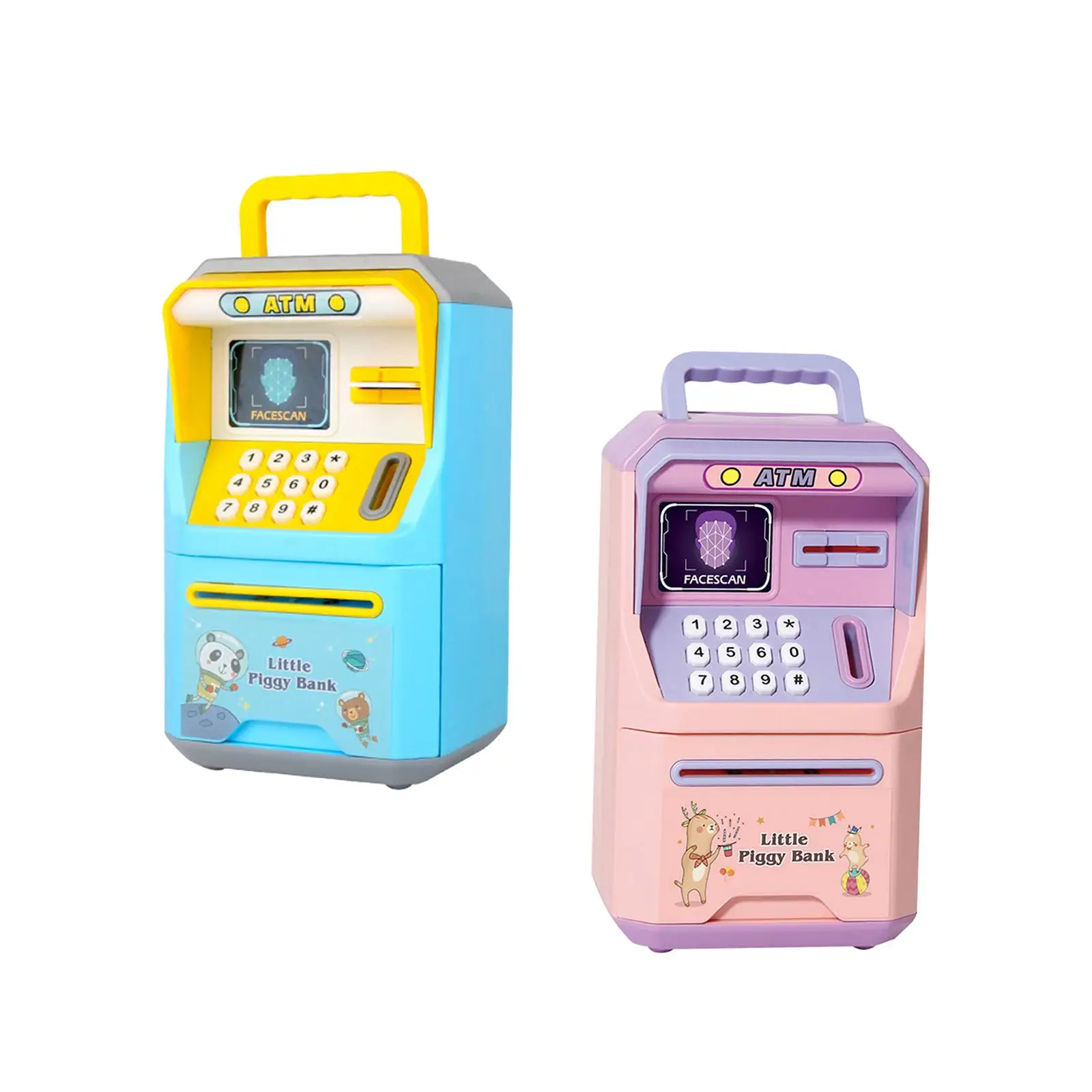 

ATM Savings Bank Fingerprint and Password Cash Security Box Auto Scroll Cash Machine for Children Age 3-8 Years Girls Boys Gifts