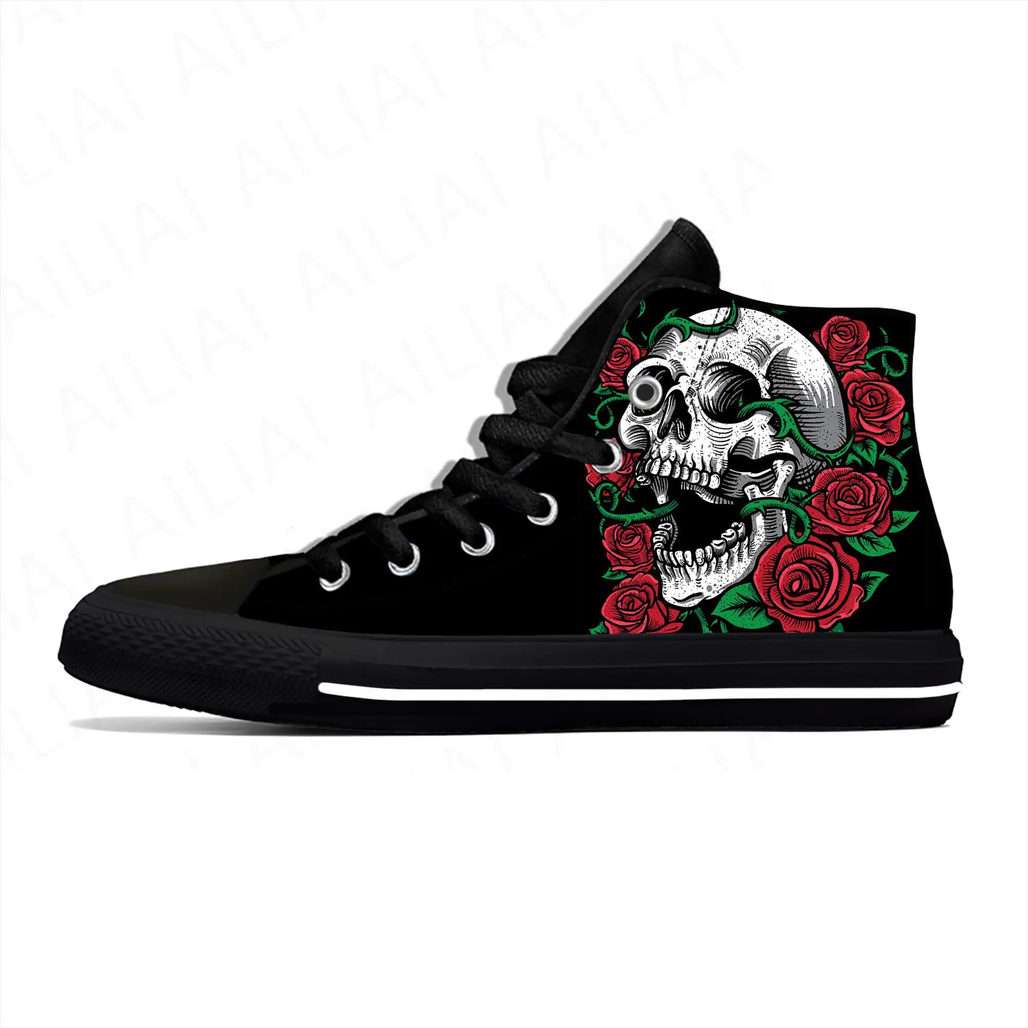 

Высокие кроссовки Skulls Roses, мужская и женская повседневная обувь для подростков, холщовые кроссовки с 3D принтом, дышащая легкая обувь