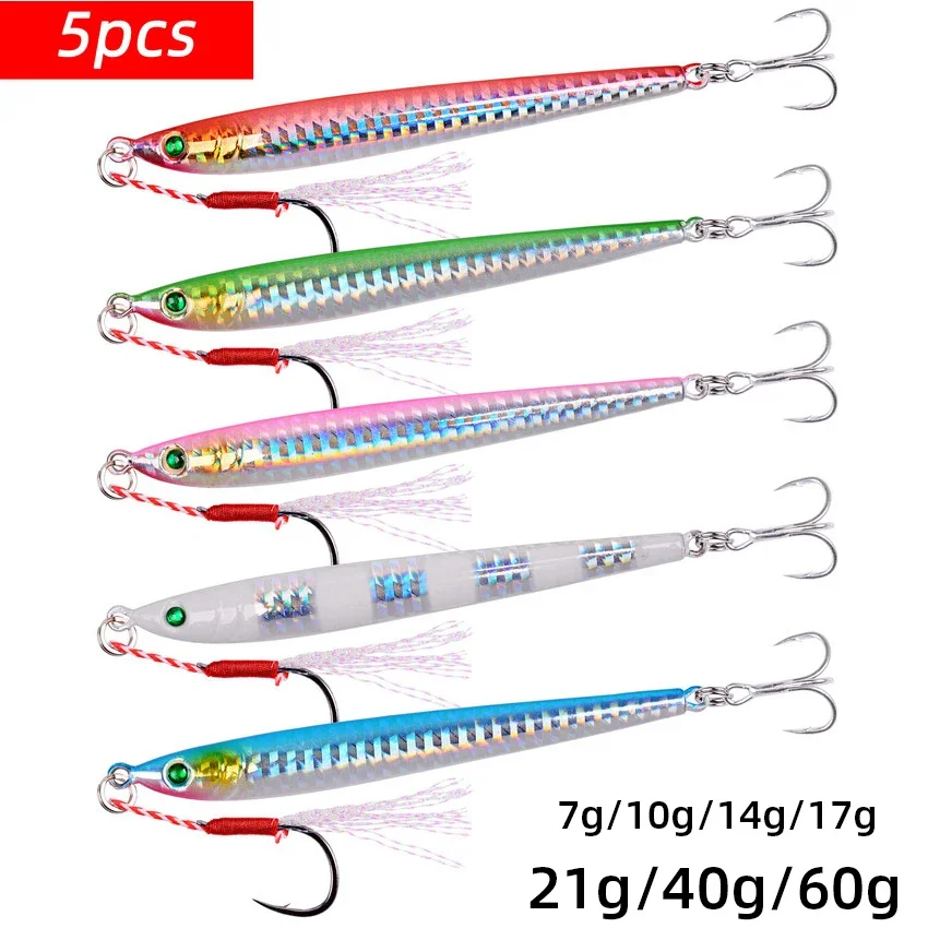 

5pcs/set Metal Jig Shore 7g 21g 40g 60g Fishing Lure Hard Bait Bass Spoon Fishing Bait Trout Jigging Lure Jigs Saltwater Lures