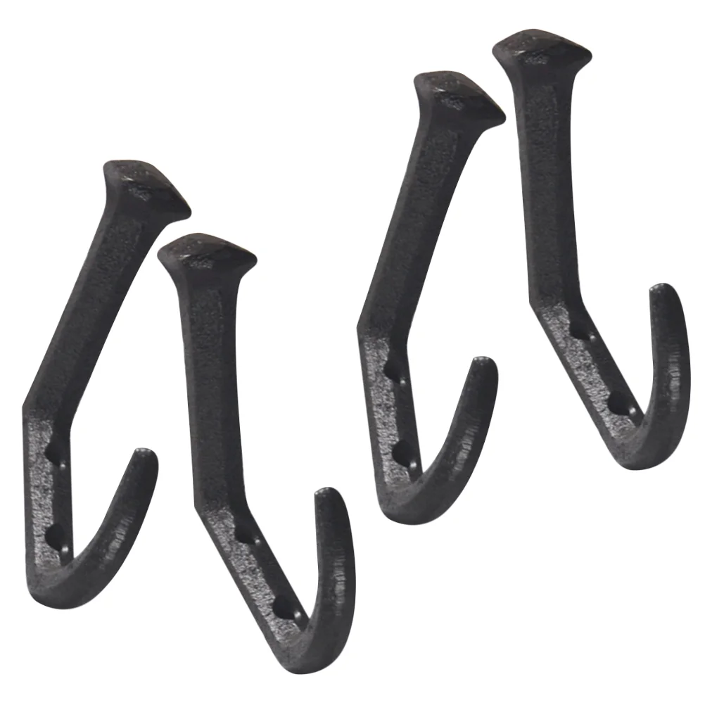 

4 Pcs Cast Iron Bent Nail Hook Decor Metal Key Unique Wall Hooks Retro Coat Hanger for Decorative Holder Mount