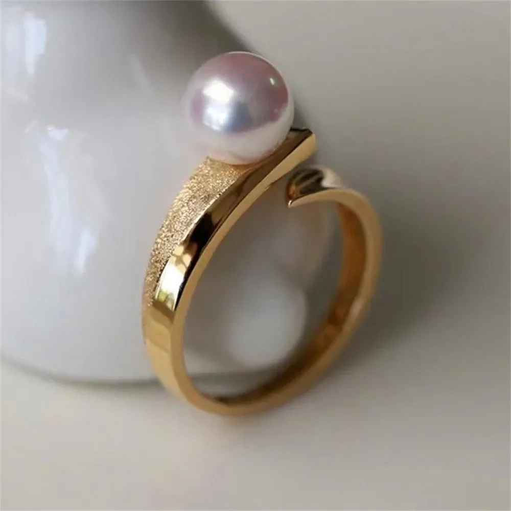 

DIY Pearl Ring Accessories S925 Sterling Silver Ring Empty Holder Fashionable Gold Silver Jewelry Fit 7-9mm Circle Z302