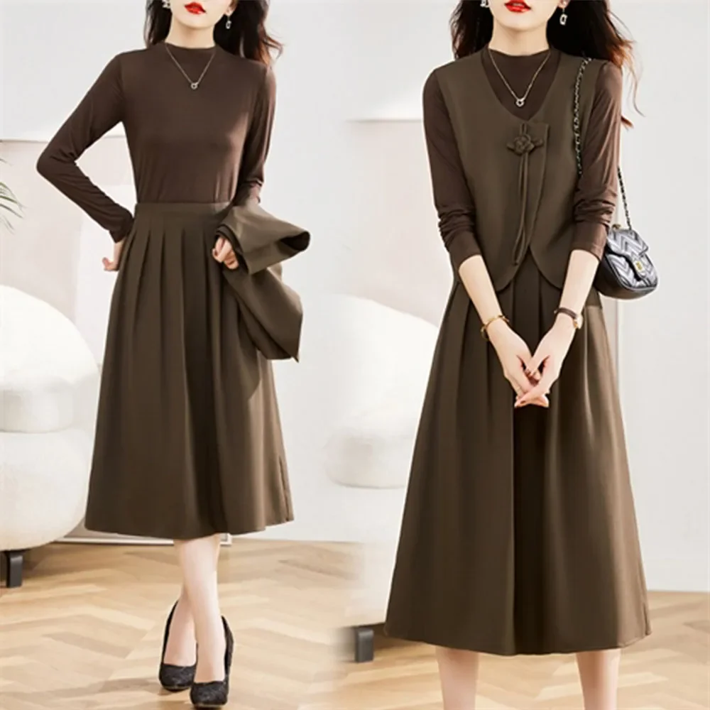 Autumn Fashion Vest Overlay Dress for Women Three Piece Set of Chinese Style Commuter Frog Women Dress A Style Slim
Autumn Fashion Vest Overlay Dress for Women Three Piece Set of Chinese Style Commuter Frog Women Dress A Style Slim