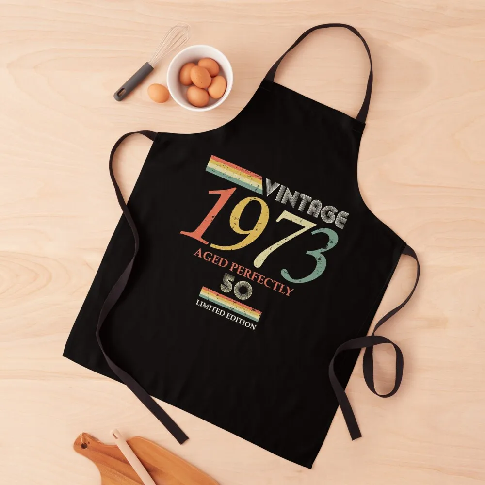 

Vintage 1973, 50th Birthday Aged Perfectly Gift Apron Kids Kitchen on the wall Apron