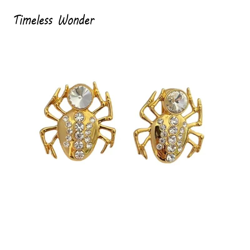 

Timeless Wonder Fancy Zircon Geo Spider Clip on Earrings for Women Designer Jewelry Luxury Brand Runway Gift Top Rare 3322