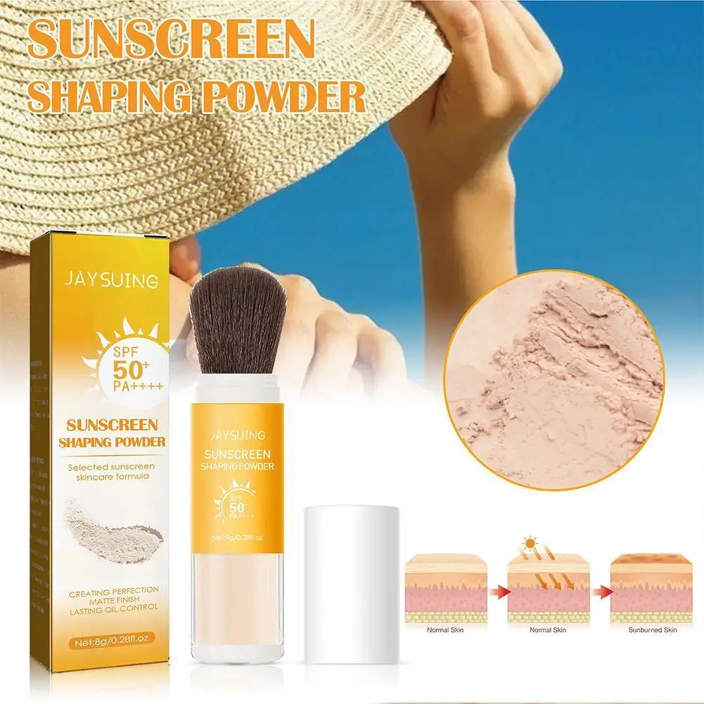 

Водонепроницаемая Солнцезащитная рассыпчатая пудра Spf50, защита кожи от солнца, невидимые пористые солнечные блокирующие средства для контроля жирности лица для женщин Ca R3P5