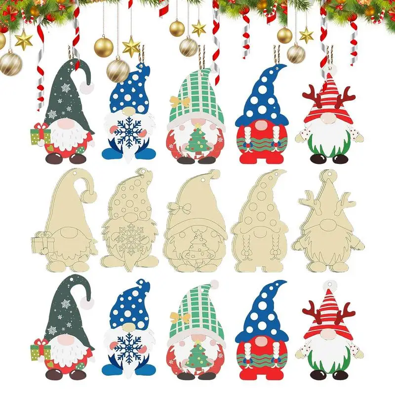 

Christmas Gnome Wood Cutouts Christmas Gnome Wooden Ornaments Hanging Pendant Cutouts Slices Tree Elf Shapes Crafts Gnomes