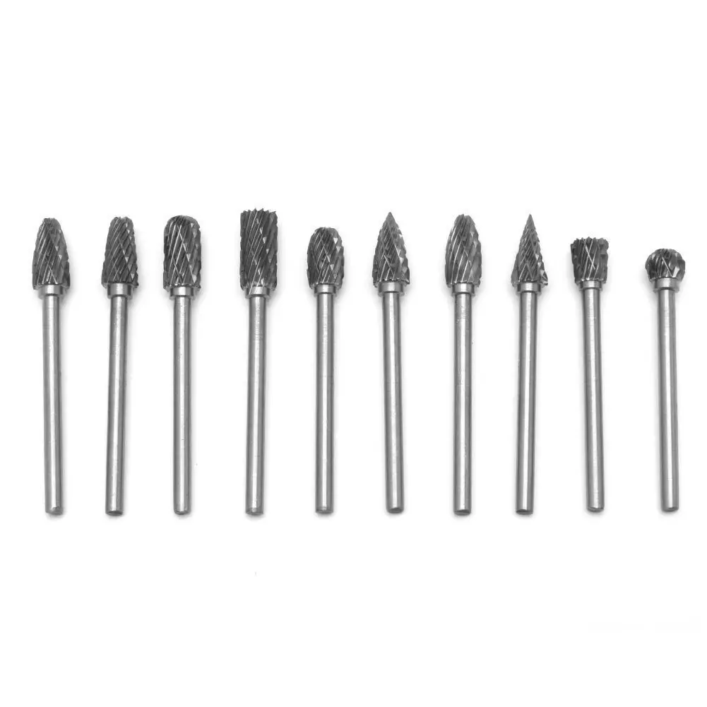 

1pcs/10pcs 3mm Shank Drawing Tungsten Carbide Milling Cutter Rotary Tool Burr Double Rotary Dremel Metal Wood Electric Grinding