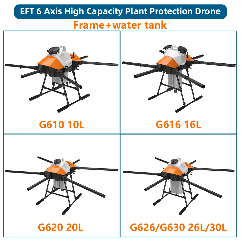 

EFT G610 G616 G620 G626 G630 30L Agricultural spraying frame with JIYI Flight Control Hobbywing Power System Frame Kit