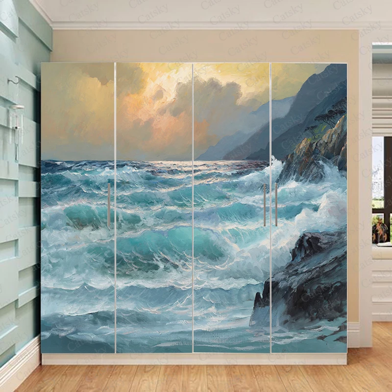 Waves painting wallpaper wardrobe stickers bedroom window refrigerator stickers decorative stickers cabinet custom decals
Waves painting wallpaper wardrobe stickers bedroom window refrigerator stickers decorative stickers cabinet custom decals