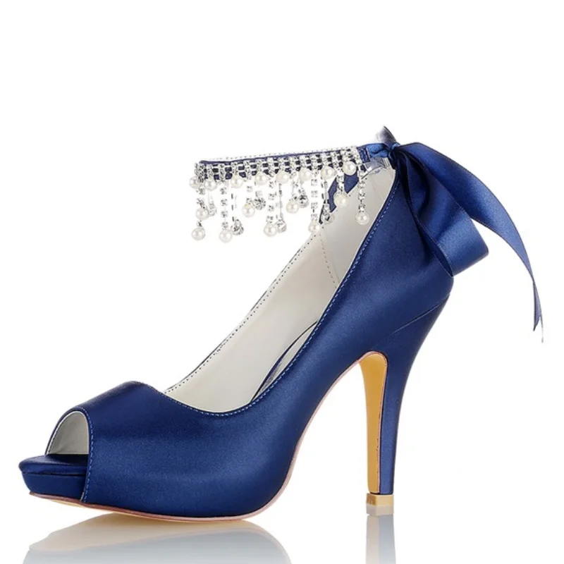 Platform Satin Lady High Heels with Pearls Crystal Tassel Ribbon Bow Ankle Strap Open Toe Bridal Wedding Party Stiletto Shoes
Platform Satin Lady High Heels with Pearls Crystal Tassel Ribbon Bow Ankle Strap Open Toe Bridal Wedding Party Stiletto Shoes