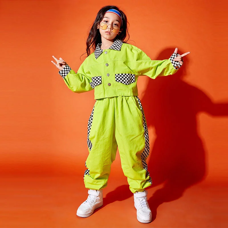 Kid Kpop Hip Hop Clothing Crop Top Long Sleeve Shirt Jacket Streetwear Checkered Jogger Pants for Girl Dance Costume Clothes
Kid Kpop Hip Hop Clothing Crop Top Long Sleeve Shirt Jacket Streetwear Checkered Jogger Pants for Girl Dance Costume Clothes