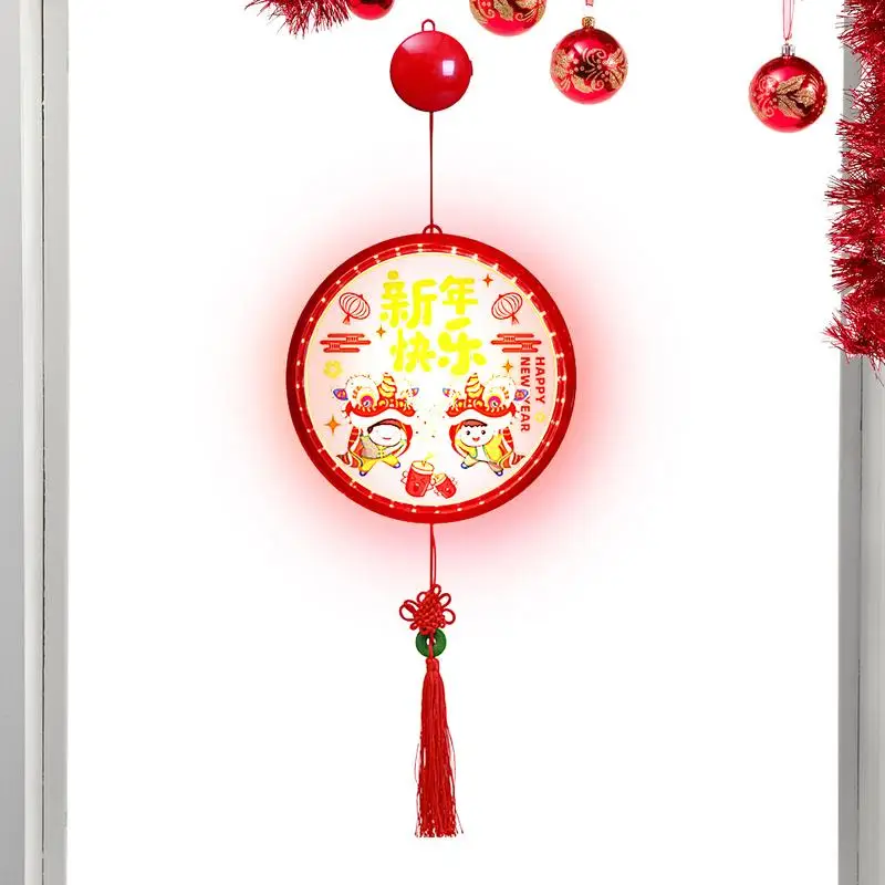 

Chinese New Year Lantern LED Red Lanterns with Chinese Knot Tassel Spring Festival Hanging Pendant for Window Door Wall Decor