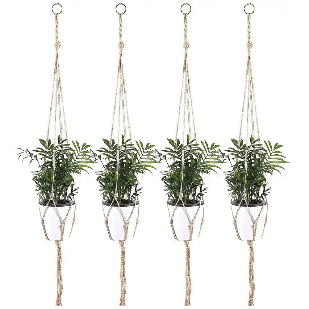 Natural Flax Macrame Plant Hanger - 35" Boho Garden Basket 14 S291a60dea87d49faa9e542cb95b47d15k
