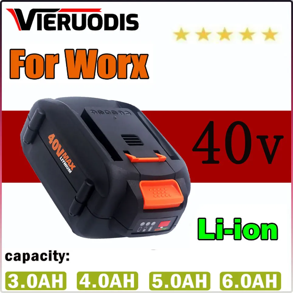For WORX New 40V 3.0AH/4.0AH/5.0AH/6.0AH Replaceable Lithium-Ion Battery WA3580
For WORX New 40V 3.0AH/4.0AH/5.0AH/6.0AH Replaceable Lithium-Ion Battery WA3580