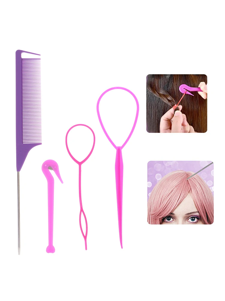 4pcs/set French Braid Tool Loop Elastic Hair Bands Remover Cutter Rat Tail Comb Metal Pin Tail Braiding Combs for Hair Styling
4pcs/set French Braid Tool Loop Elastic Hair Bands Remover Cutter Rat Tail Comb Metal Pin Tail Braiding Combs for Hair Styling