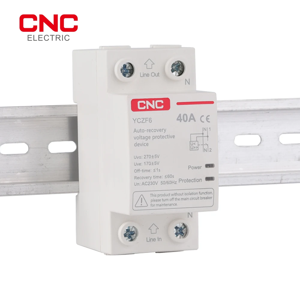 CNC YCZF6 Top out and Bottom in AC 230V 1P+N Self-recovery Overvoltage and Undervoltage Protector
CNC YCZF6 Top out and Bottom in AC 230V 1P+N Self-recovery Overvoltage and Undervoltage Protector