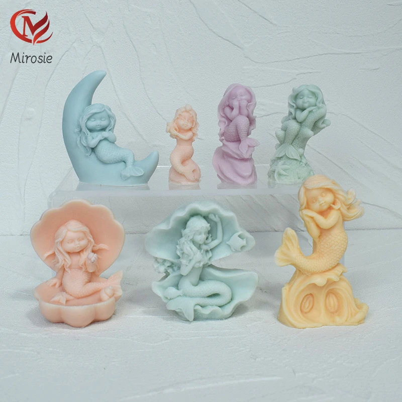 

Mirosie Three-dimensional Mermaid Girl Series Aromatherapy Plaster Silicone Mold Diy Candle Epoxy Decoration Mold Resin Molds