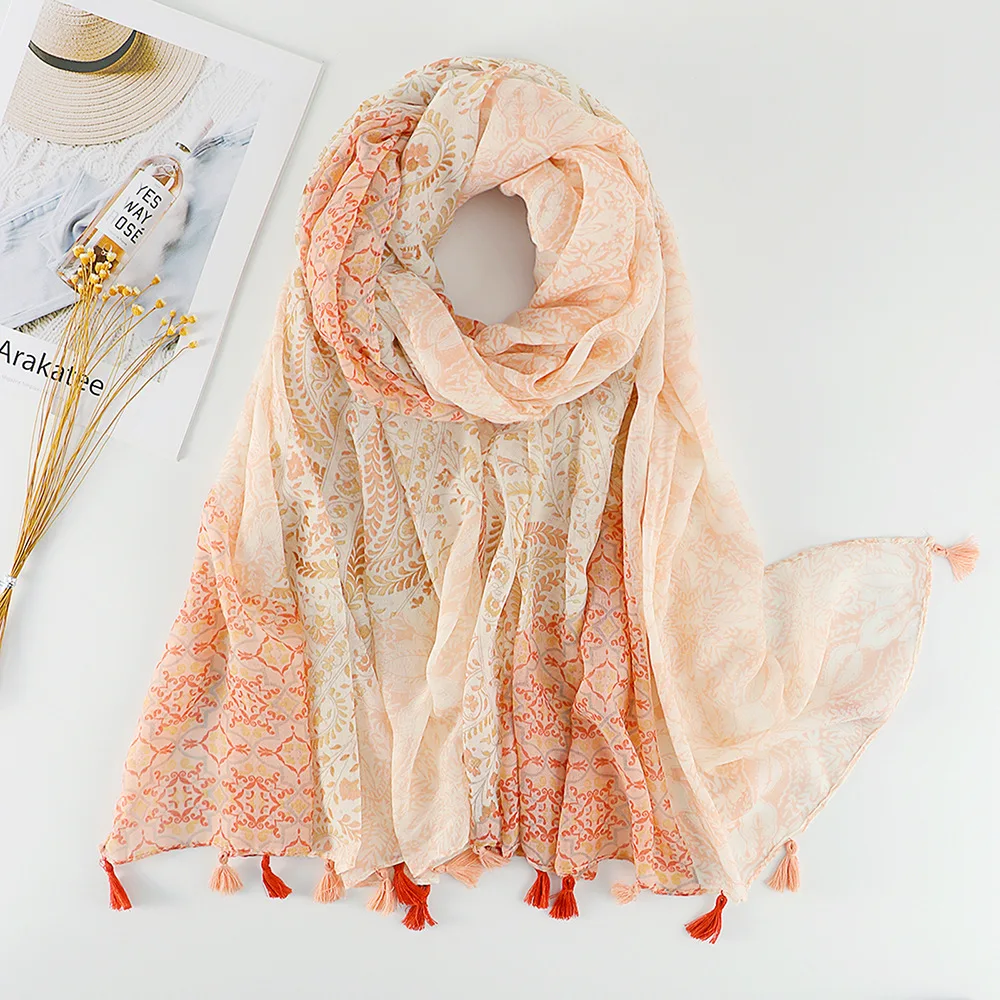 

Luxury 2022 Orange Cashew Ears silk scarf women scarves shawls wraps pashmina muslim hijab foulard femme beach stoles bandana