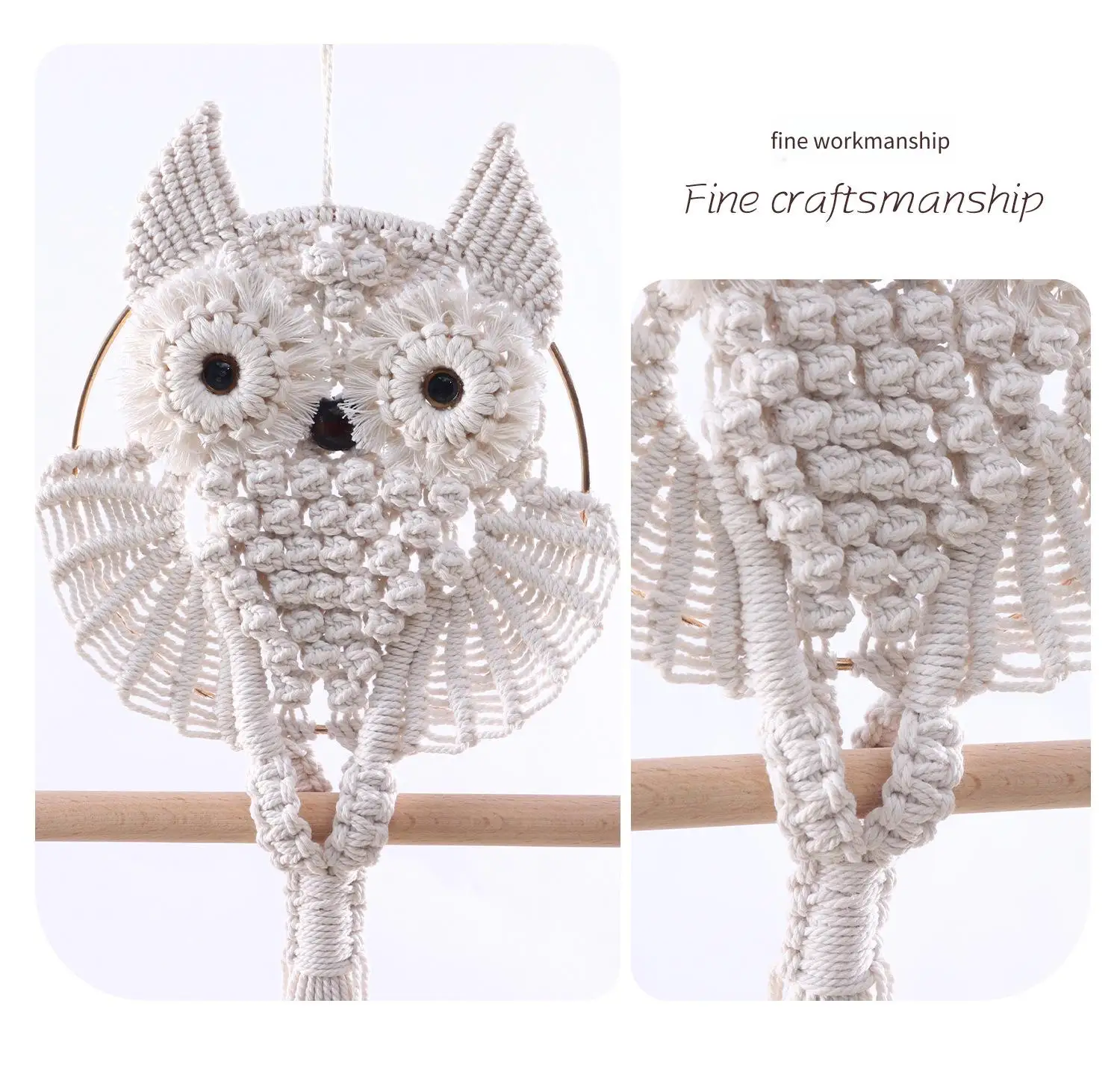 White Cotton Owl Wall Carpet Handmade Hanging Decor 4 S291f9e620e6b4fb5abb6ef5c568bf09b7
