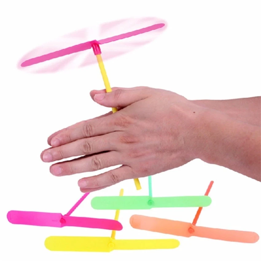 

10pcs Rotating Flying Novelty Plastic Bamboo Dragonfly Propeller Outdoor Classic Toy Kid Gift Arrow Multicolor Random Color