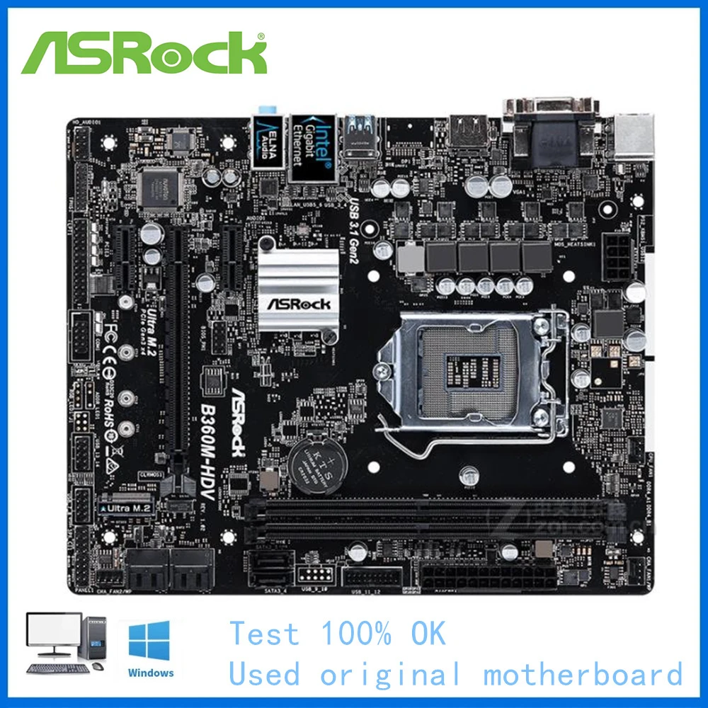 

Used For Intel B360 LGA 1151 CPU For ASRock B360M-HDV Motherboard Computer Socket LGA1151 DDR4 Desktop Mainboard