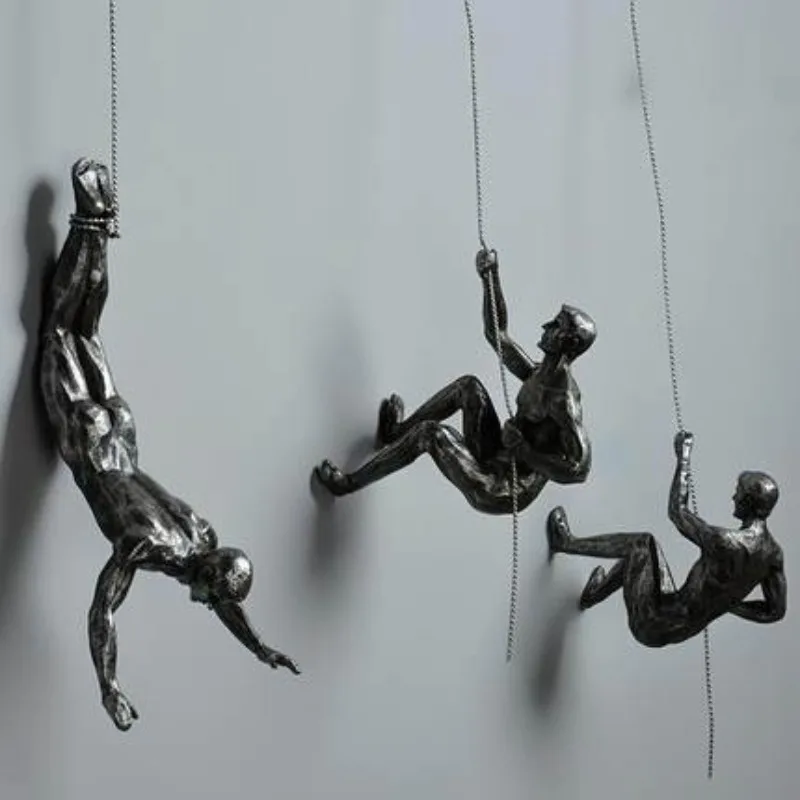 

1pc Climbing Man Wall Sculptures Resin Statue Climbing Athlete Man Art Hand-Finished Sports Ornament Home Figures Miniatures