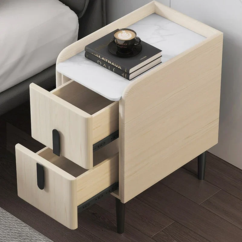 

Nordic Style Leather Bedside Table Solid Wood Mini Bedroom Nightstand Living Rood Side Tables De Nuit Cabinet Hotel Table