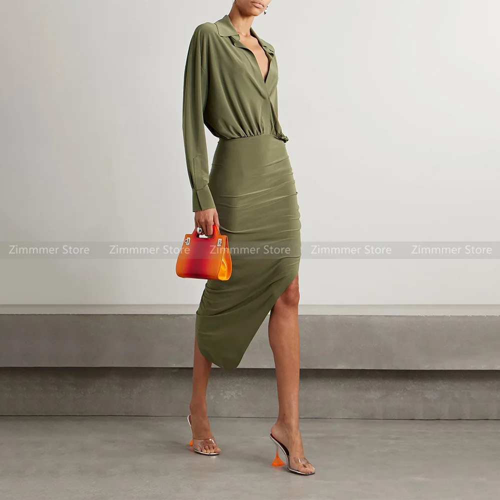 Army Green Dress Women 2023 Autumn New Asymmetric Pleated Decorative Waisted Slant Cropped Mid-Length Shirt Dresses
Army Green Dress Women 2023 Autumn New Asymmetric Pleated Decorative Waisted Slant Cropped Mid-Length Shirt Dresses