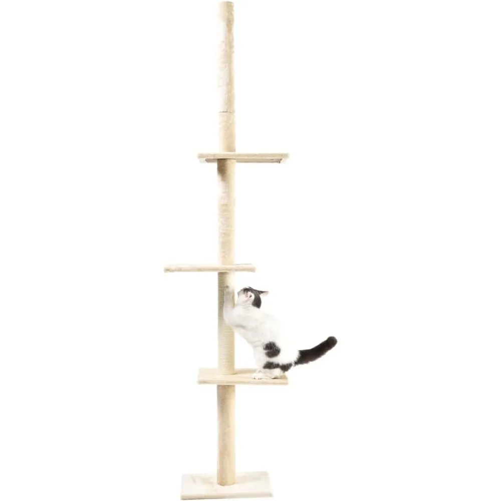 

Cat Craft Floor to Ceiling Cat Tree Tower with 4-Tiers for Climbing, Sisal Scratching Post, Adjustable to Fit 7.5-9 Foot