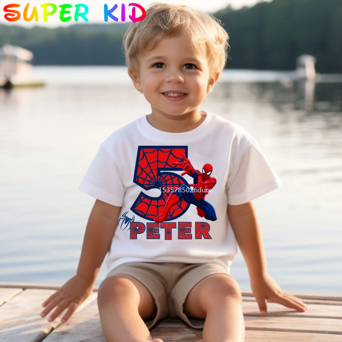 

NEW Summer 2024 2 3 4 5 6 7 8 9 Years Marvel Spiderman White Short Sleeve T-Shirt Birthday Spiderman Personalize Name Shirt Boy