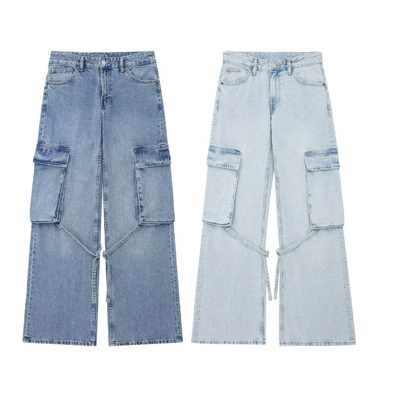 Cargo Jeans with Belt Loops Women Mid-rise Big Pockets Denim Trousers Chic Lady High Street Pants Female Clothing 2023 New 
Cargo Jeans with Belt Loops Women Mid-rise Big Pockets Denim Trousers Chic Lady High Street Pants Female Clothing 2023 New