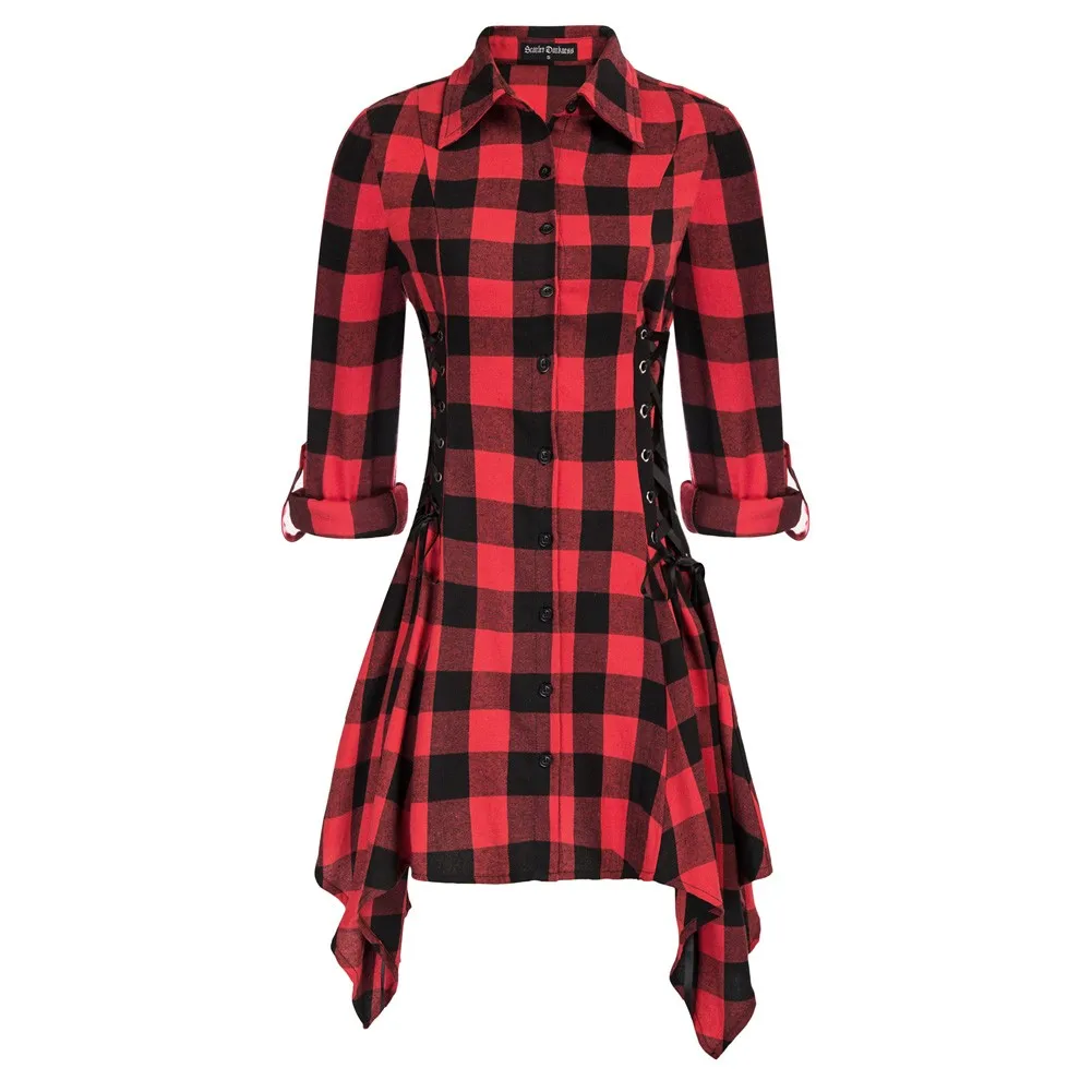 SD Dresses For Women 2022 Retro Plaid Print Button Down Renaissance Shirt Dress Gothic Long Sleeve Handkerchief Hem A-Line Dress
SD Dresses For Women 2022 Retro Plaid Print Button Down Renaissance Shirt Dress Gothic Long Sleeve Handkerchief Hem A-Line Dress