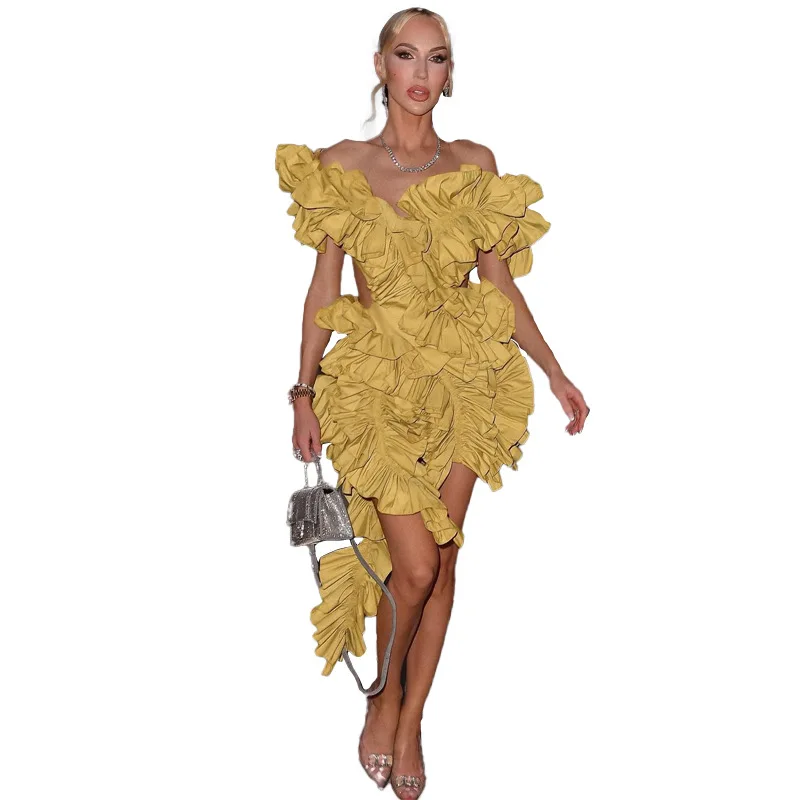 

Вечерние платья в африканском стиле для женщин, летнее сексуальное платье без рукавов из полиэстера, однотонное Плиссированное Платье, африканская одежда, 2024