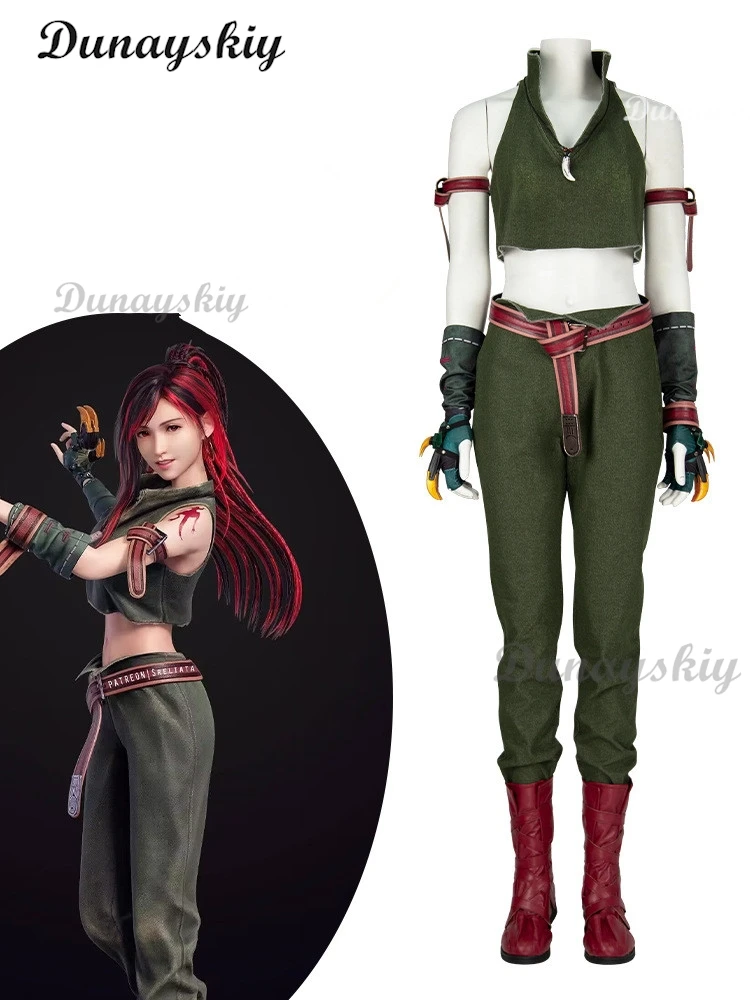 

Final Fantasy VII Remake Tifa Lockhart Cosplay Costume Adult Women Girls Wig Shoes Halloween Carnival Costumes