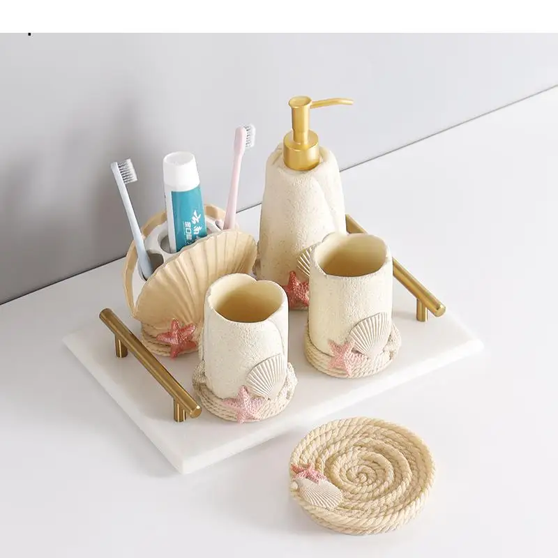 

Nordic Bathroom Kit Resin Soap Dish Toothbrush Holder Mouth Cup Liquid Soap Bottle Container Wash Five Piece Set Accessories