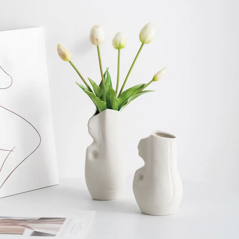 

Creative White Simple Ceramic Decorative Dried Flower Vase, Living Room, Dining Table, Home Decoration, Flower Arrangement