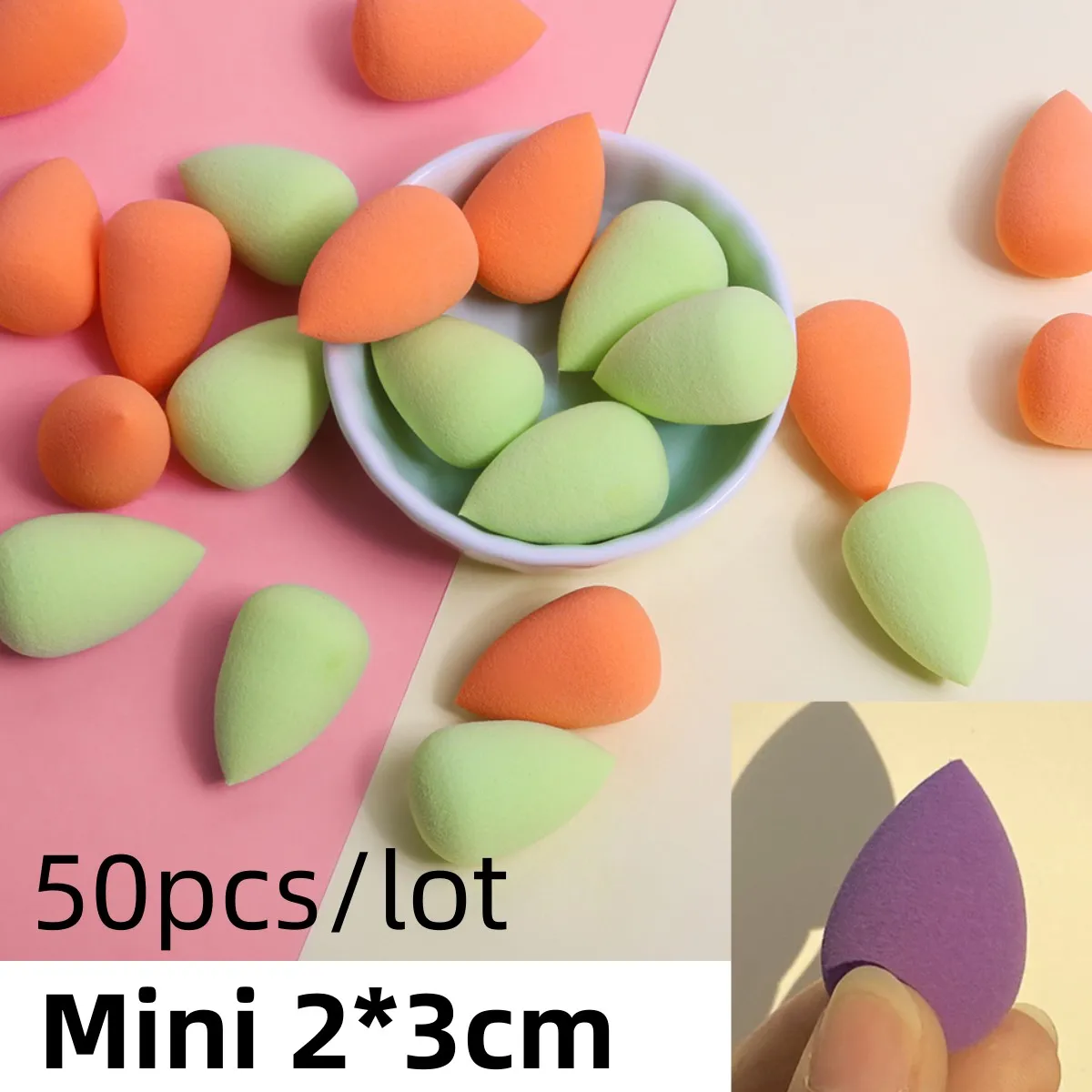 2*3cm 50Pcs Cosmetic Puff Women's Foundation Makeup Sponge Cosmetics Blending Sponge Water Drop Shape Makeup Puffs tools 
2*3cm 50Pcs Cosmetic Puff Women's Foundation Makeup Sponge Cosmetics Blending Sponge Water Drop Shape Makeup Puffs tools