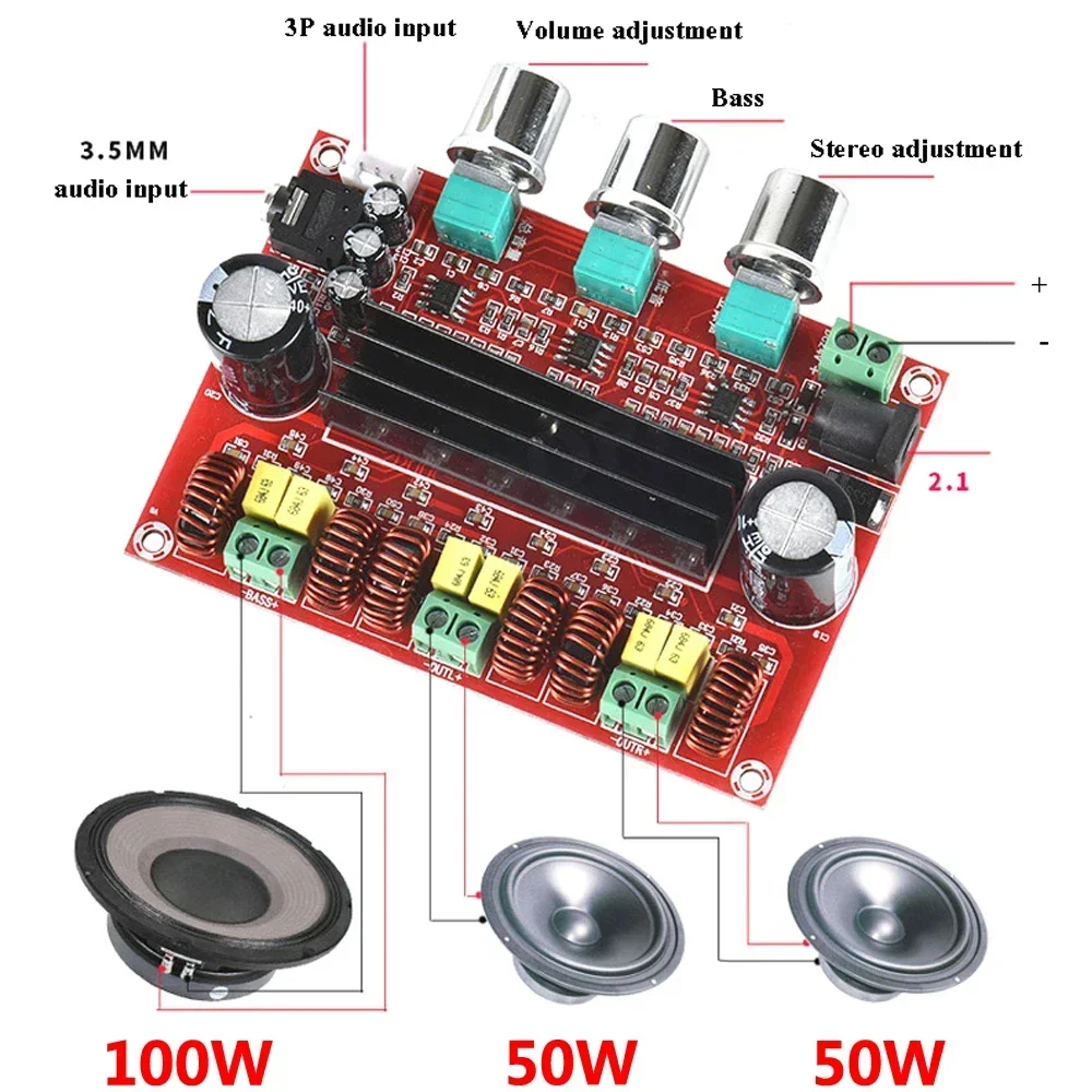 TPA3116D2 Channel 2.1 Digital Subwoofer Power Amplifier Board Module XH-M139 12V - 24V 2 * 50W + 100W
TPA3116D2 Channel 2.1 Digital Subwoofer Power Amplifier Board Module XH-M139 12V - 24V 2 * 50W + 100W