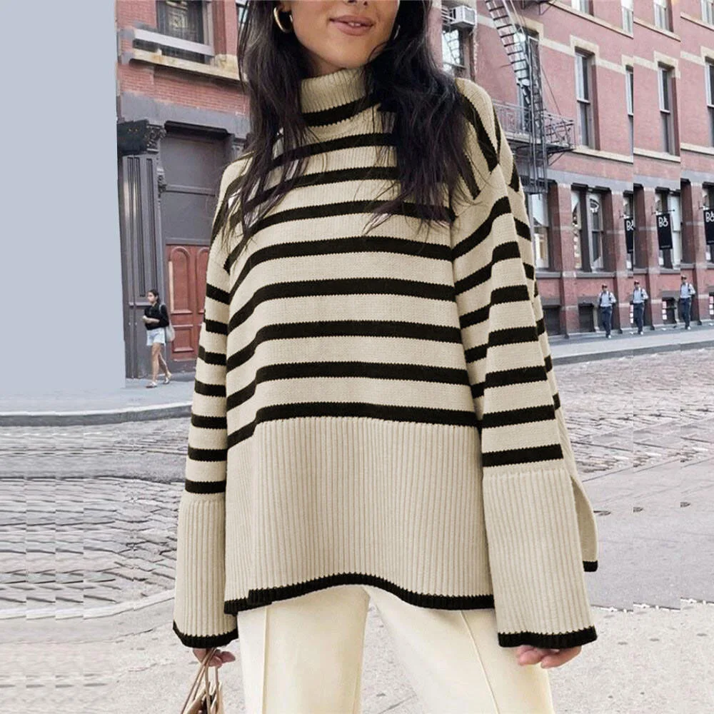 2023 Y2K Winter Black and White Split Stripe Sweater Streetwear Loose Tops Women Pullover Long Sleeve Turtleneck Knitted Ribbed
2023 Y2K Winter Black and White Split Stripe Sweater Streetwear Loose Tops Women Pullover Long Sleeve Turtleneck Knitted Ribbed