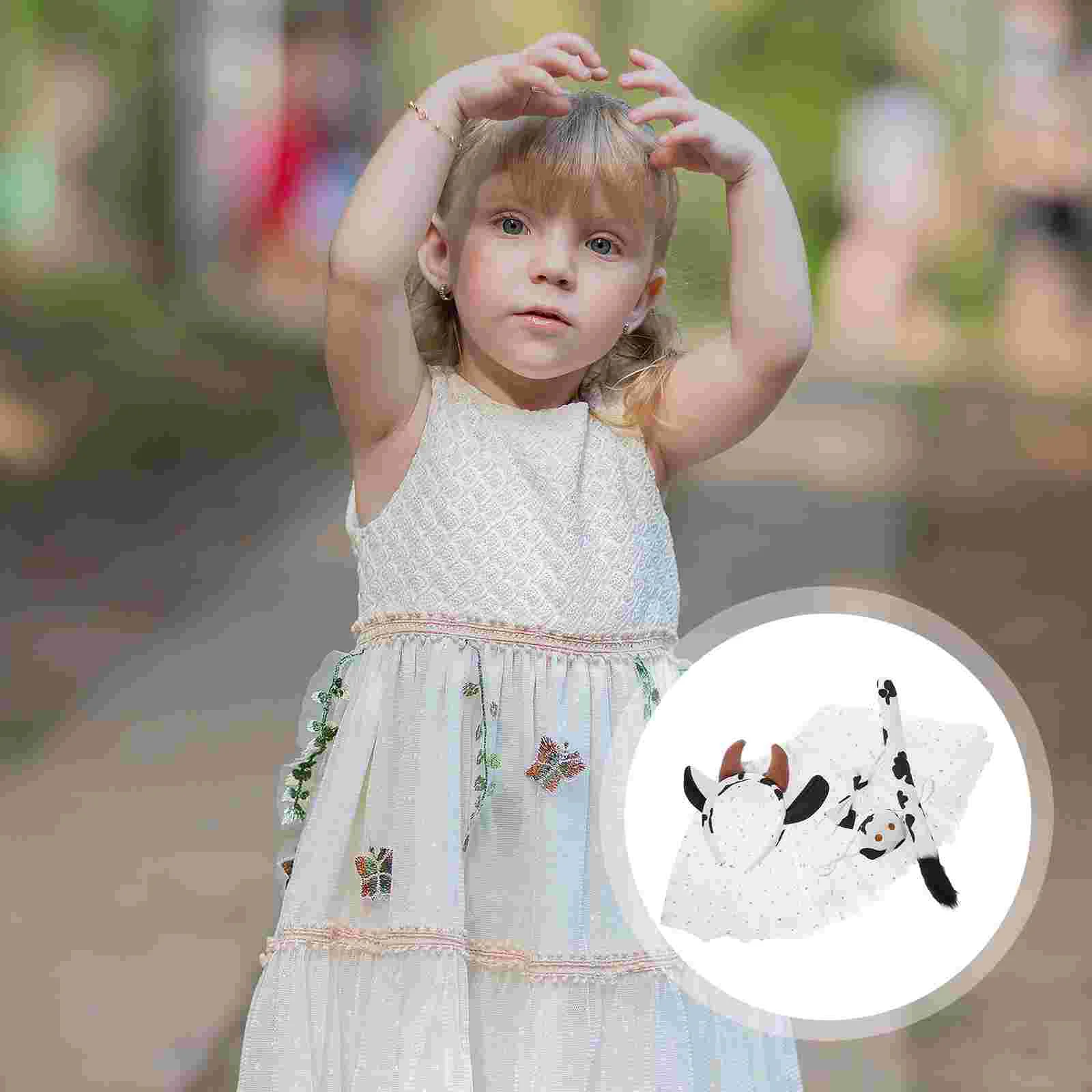 

1 Set Animal Costume Cow Headband Cosplay Tail Bowtie Fake Nose Prop Tutu Skirt for Party