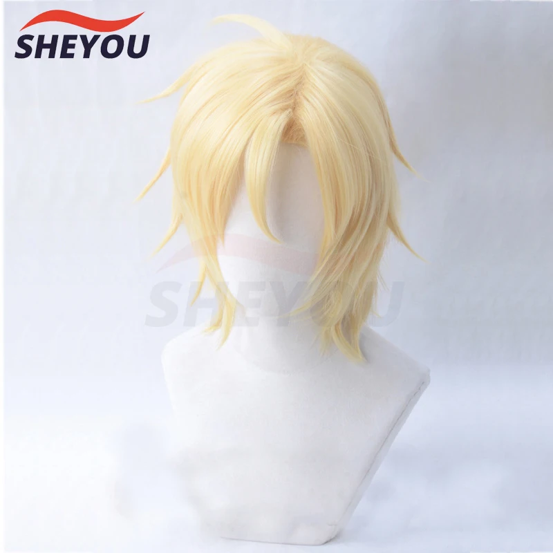 

Anime Banana Fish Ash Lynx Wigs Aslan Jade Callenreese Golden Heat Resistant Hiar Synthetic Cosplay Wig + Wig Cap