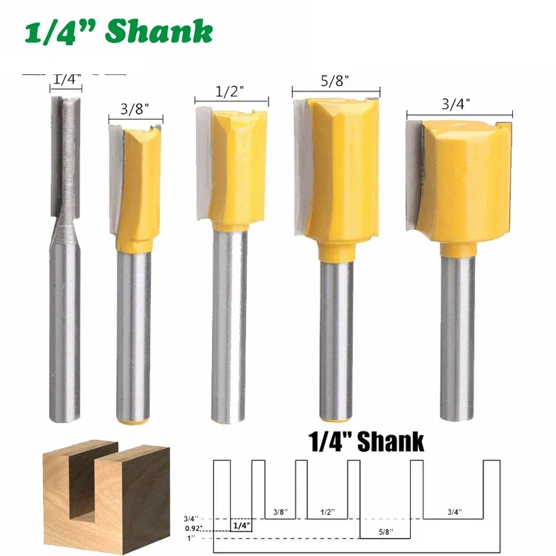 5PC/Set 1/4" 6.35MM Shank Milling Cutter Wood Carving Straight Knife Dado Router Bit Set Trimming Milling Cutter For Woodworking
5PC/Set 1/4" 6.35MM Shank Milling Cutter Wood Carving Straight Knife Dado Router Bit Set Trimming Milling Cutter For Woodworking