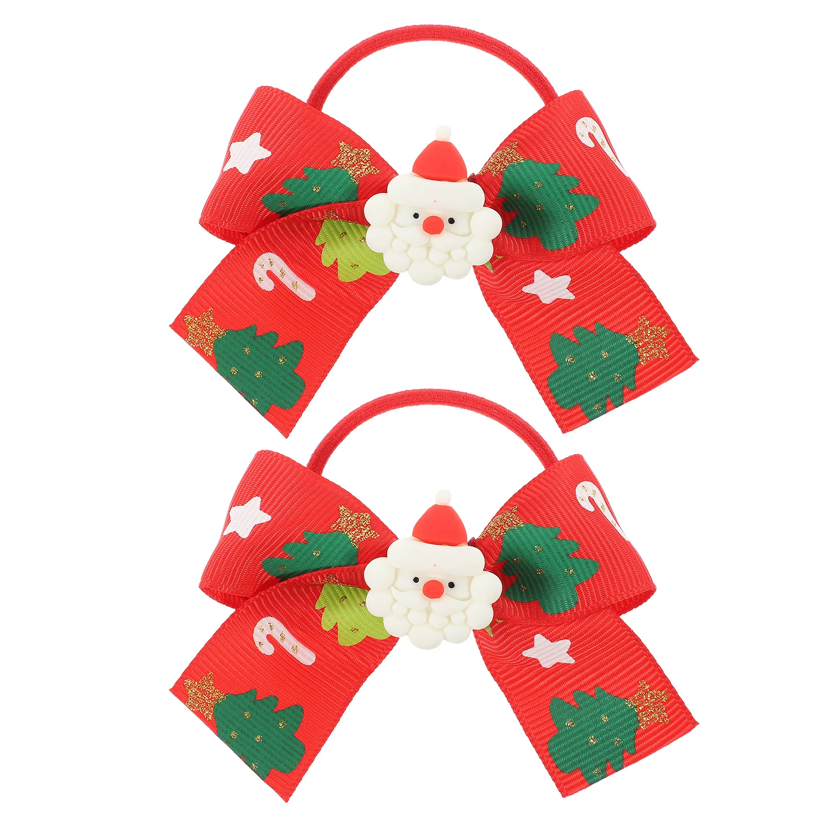 

2pcs Christmas Hair Ties Bows Hair Scrunchies Ponytail Hair Rings Hair Elastic Bands