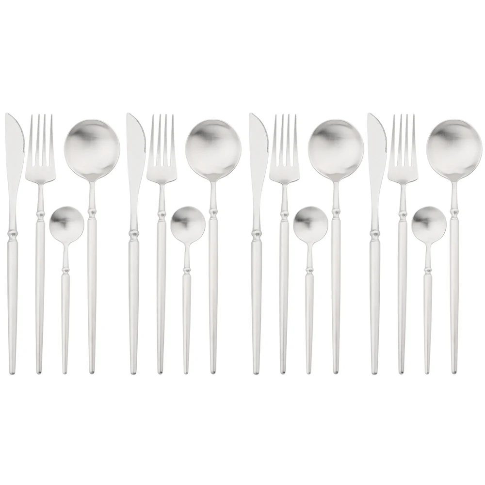 

Luxury Stainless Steel Cutlery 16Pcs Classic Dinnerware Set Western Tableware Dinner Knife Fork Spoons Silverware Flatware Set