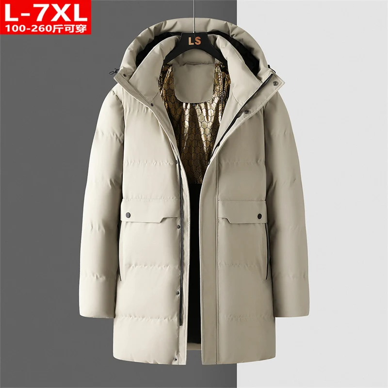 

Long Parkas Thickened Warm Hot Quality Men Clothing Cotton Jacket With Hood Zipper Comfortable Snow Coat Gift For Father Husband